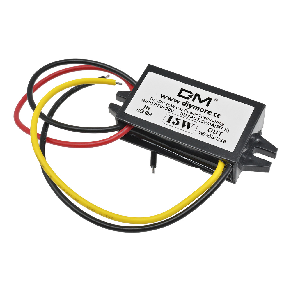 DC-DC 12V to 5V 3A 15W Car Power Converter Micro Mini USB Step Down Voltage Power Supply Output Adapter with Reverse Protection — reference image 1