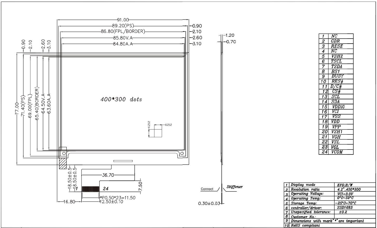 4.2 Inch E-Paper Display 1.5s Fast Update 400×300 E-Ink Display Module For Digital Price Tags with SPI Interface Screen — reference image 2