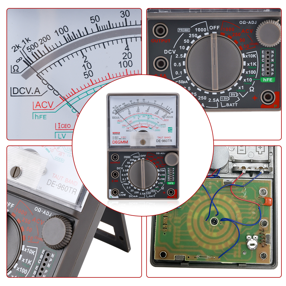 DE-960TR Pointer Mechanical Analog Multimeter Multi-Function AC DC Volt Ohm Current Electrician Maintenance Universal Test Meter — reference image 8