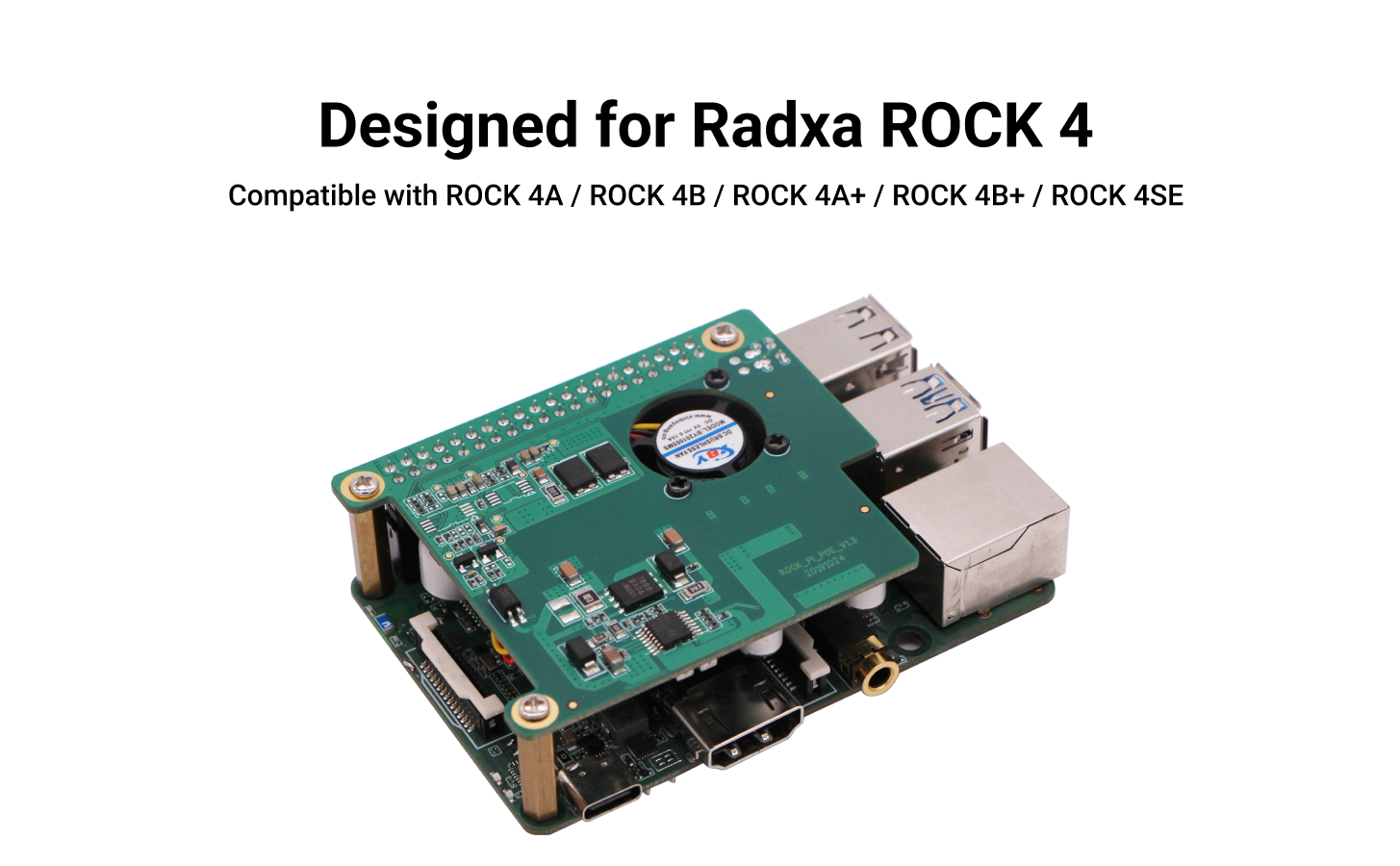 Radxa 23W PoE HAT, Compatible with ROCK 4B / 4B+ / 4SE — reference image 1