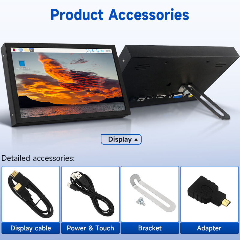7 Inch Portable Display IPS 1024×600 LCD HDMI-compatible VGA AV Input DC Type C Power In for PC Laptop Camera TV Box DVD Screen — reference image 7