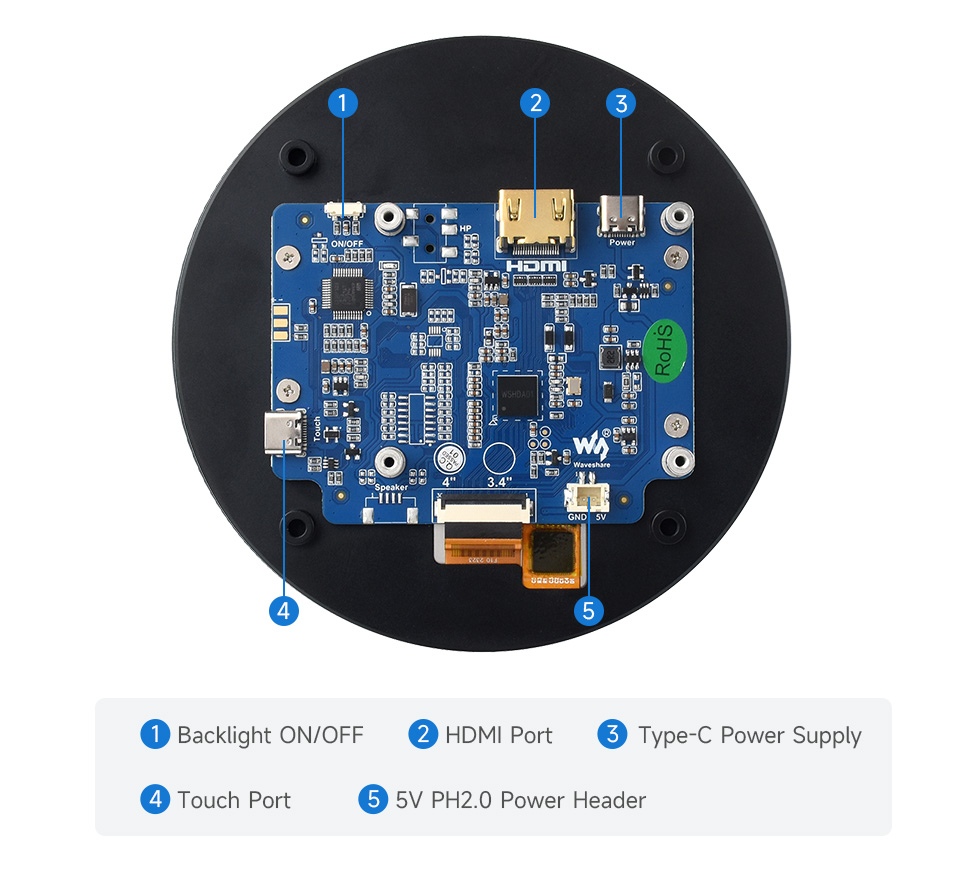 4inch HDMI Round Touch Display for Raspberry Pi/Jetson Nano/PC, High Resolution 720×720 IPS 10-Point — reference image 6