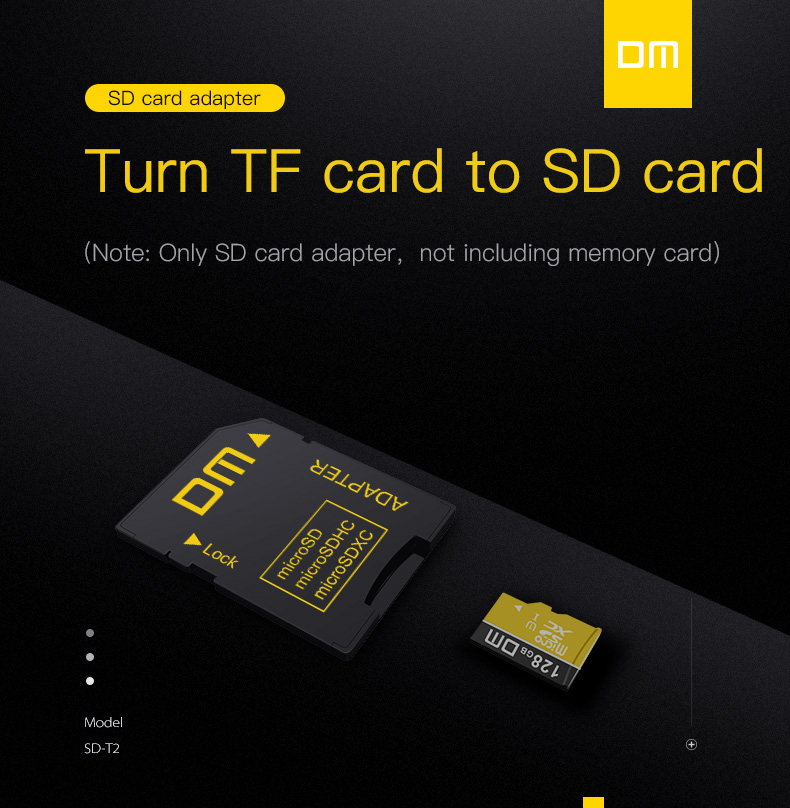 DM SD-T2 Memory Card Adapters SD2.0 comptabile with microSD microSDHC microSDXC suport max capacity to 2TB — reference image 1