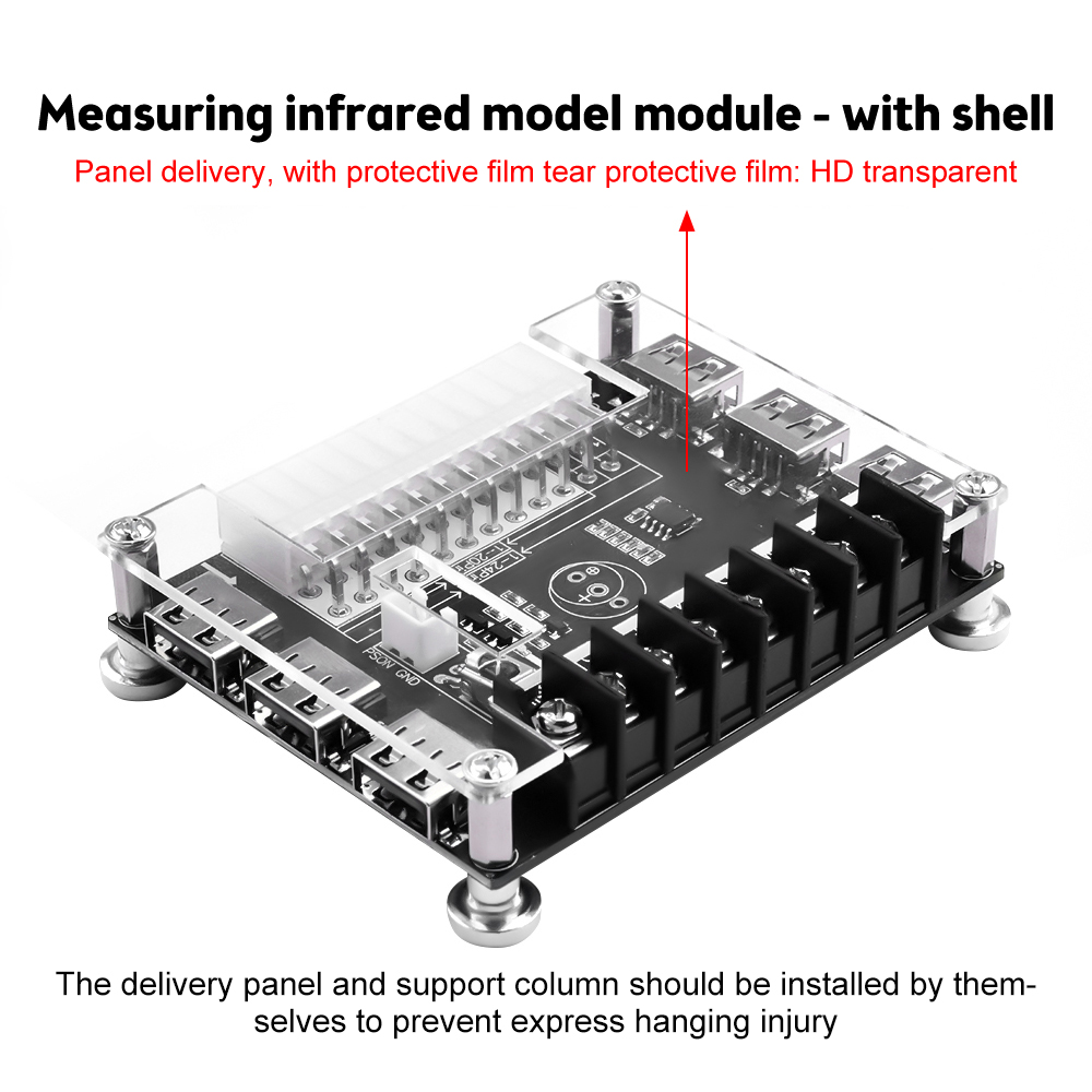 24 Pins ATX Power Supply Breakout Board and Acrylic Case Kit Module Adapter Power Connector Support 12V -12V 5V 5VSB 3.3V — reference image 6