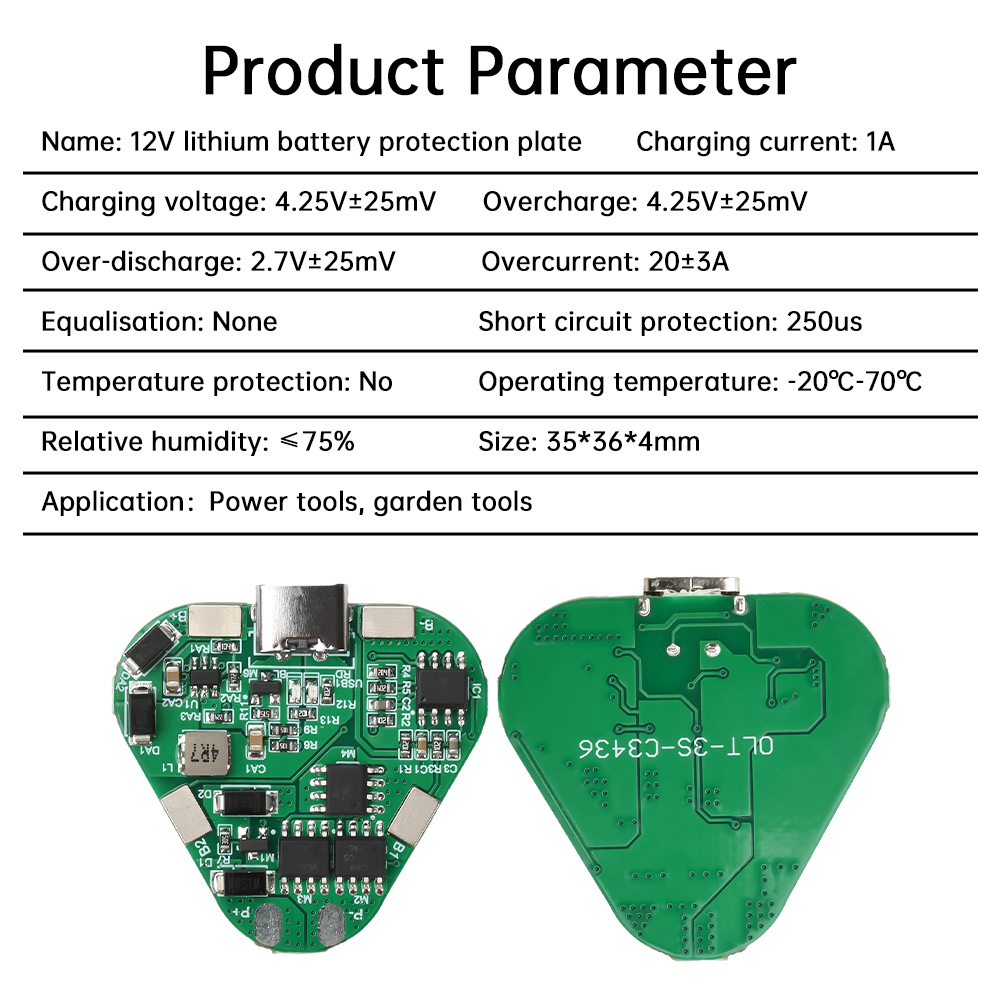 12V 3S 20A Type-C Lithium Battery Protection Board 11.1V 12.6V Overcharge Over-discharge Protect Li-ion BMS PCM PCB — reference image 6