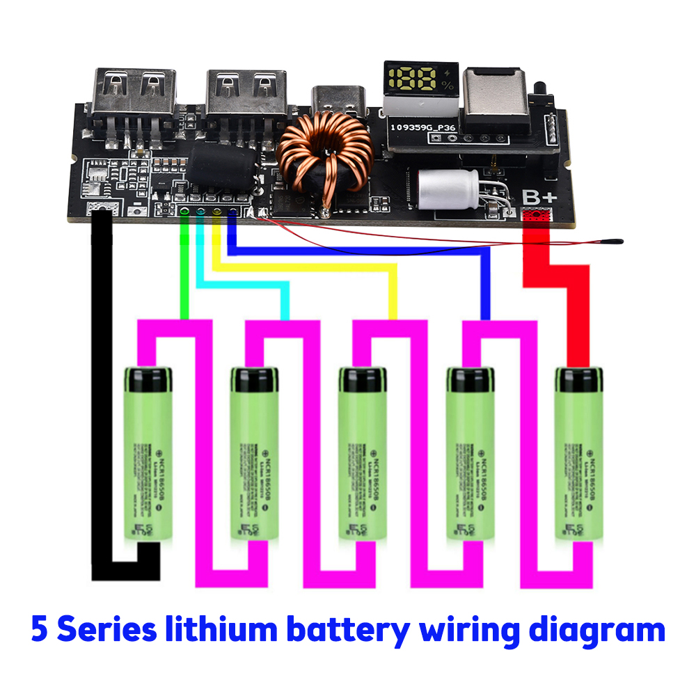 PD 65W 100W Power Bank 6-port 21700 two-way fast charging mobile power module for High capacity 18650 battery assemble — reference image 11