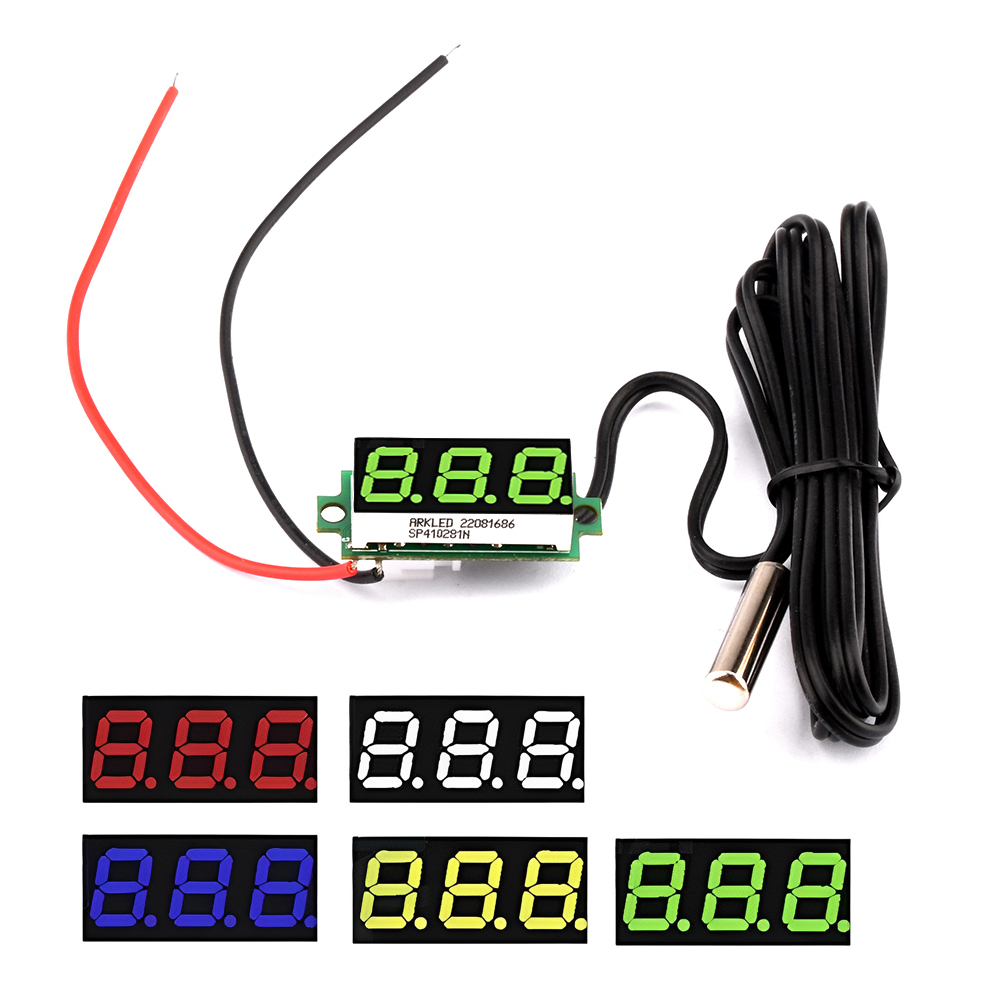 DC 12V 24V Mini Digital LED Thermometer for Car Temperature Monitor Panel Meter Measuring Range -50-125C with Temperature Probe — reference image 1