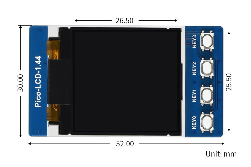 1.44inch LCD Display Module For Raspberry Pi Pico,Embedded ST7735S Driver,65K RGB Colors,128×128 Pixels,SPI Interface — reference image 3