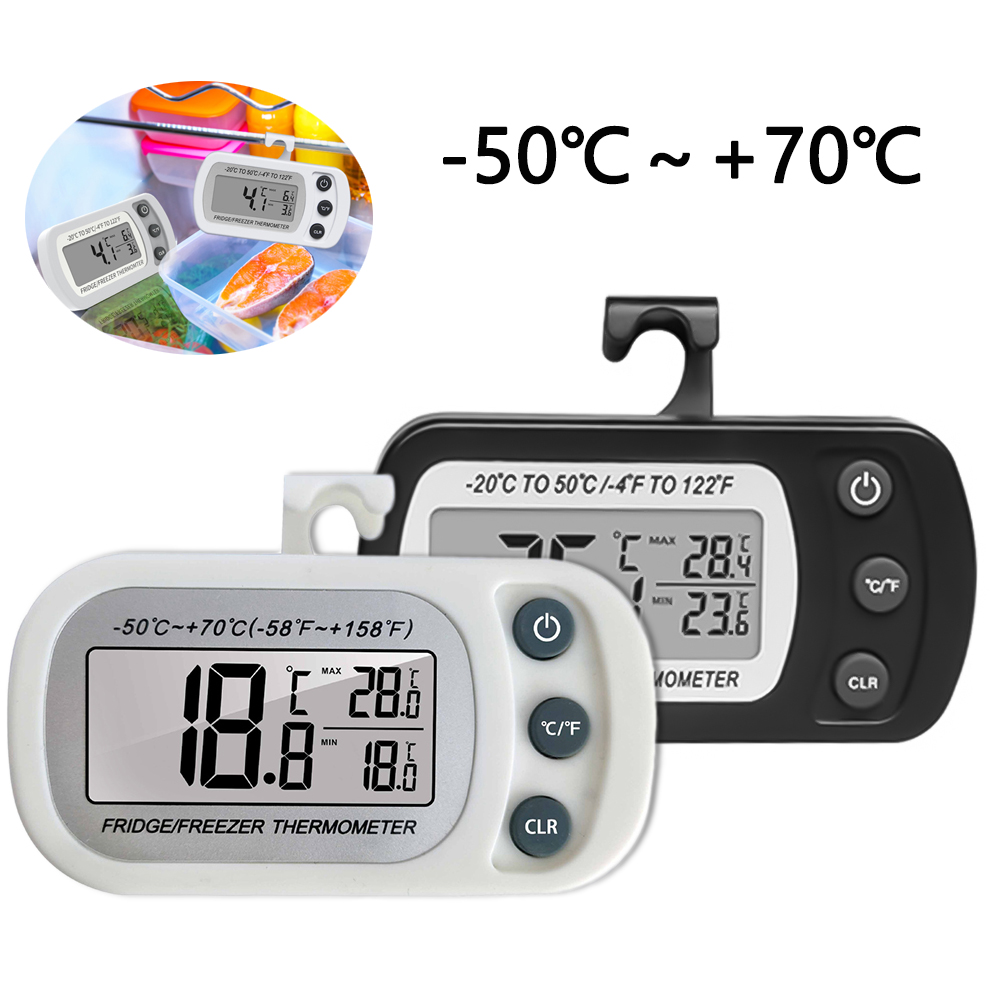 Fridge Thermometer With Hook Anti-Humidity Refrigerator Freezer Electric Digital Thermometer Temperature Monitor LCD Display — reference image 1