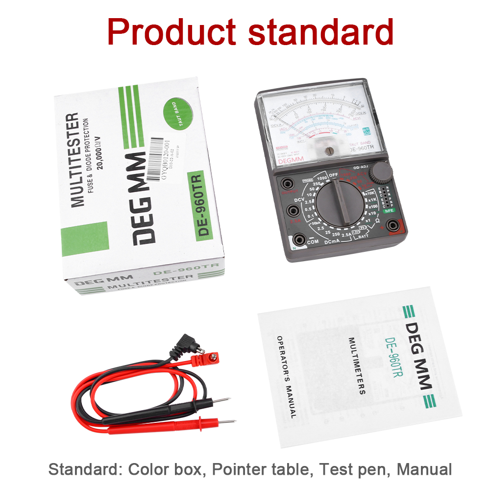 DE-960TR Pointer Mechanical Analog Multimeter Multi-Function AC DC Volt Ohm Current Electrician Maintenance Universal Test Meter — reference image 14