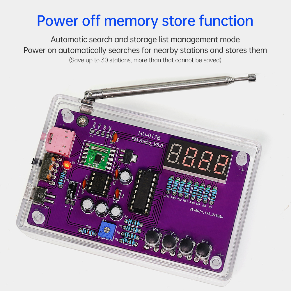 DIY FM Radio Electronic Kit Adjustable Frequency 87-108MHz Digital Display Soldering Project Practice Solder RDA5807S — reference image 4