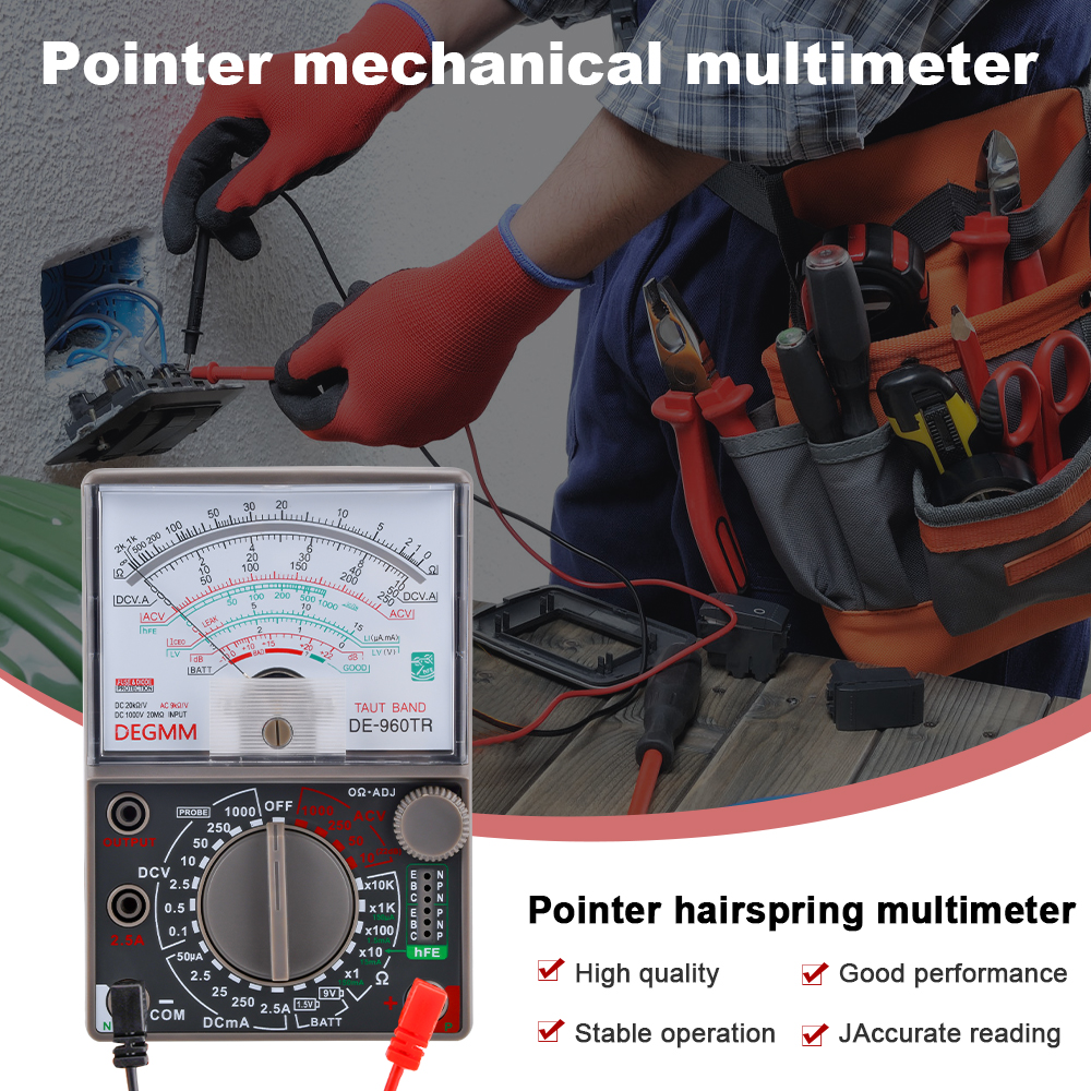 DE-960TR Pointer Mechanical Analog Multimeter Multi-Function AC DC Volt Ohm Current Electrician Maintenance Universal Test Meter — reference image 3