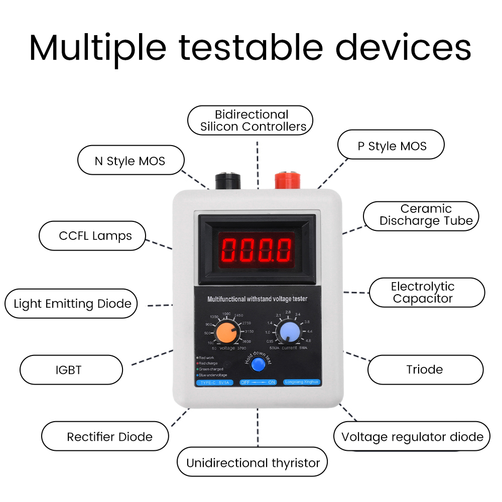 0-3500V IGBT Tester Transistor Withstand Voltage Tester Diode MOS Triode MOV LED Voltage Capability Tester — reference image 5