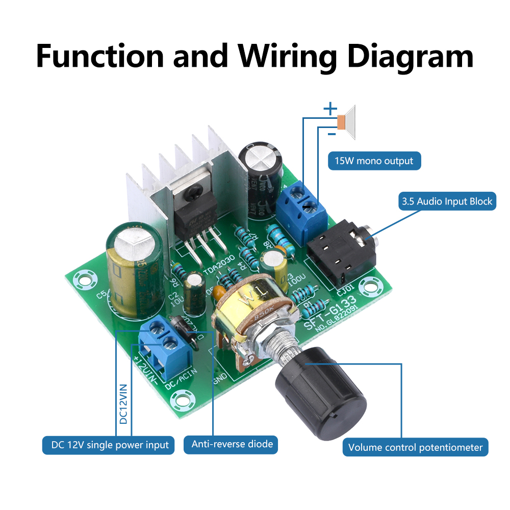 TDA2030A Power Amplifier Board Finished High Fidelity Mono Wide Voltage 12V Single Power 15W Digital Audio Module — reference image 2