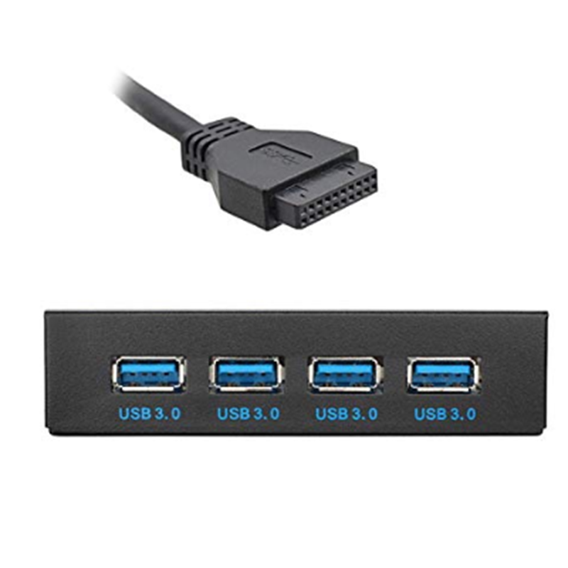 USB 3.0 HUB 4 Ports HUB Front Panel to Motherboard 20Pin 19Pin Header Connector Cable Compatible for 5.25″ CD-ROM Bay — reference image 3