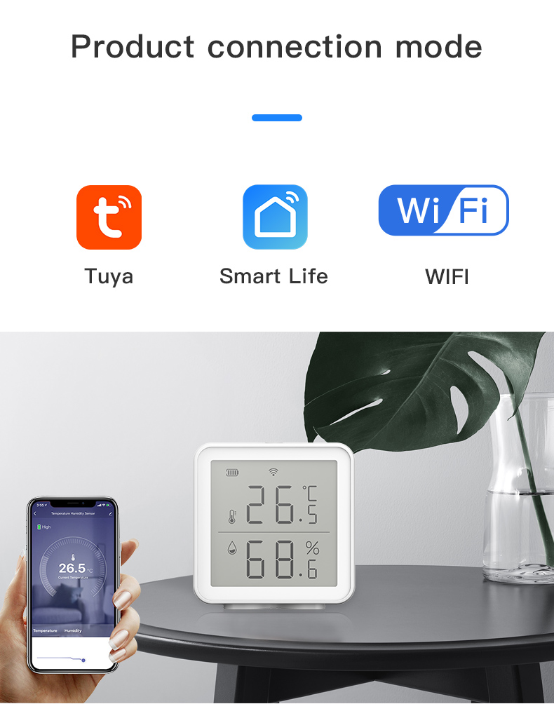 WiFi Temperature Sensor | Smart Humidity Monitor | Works with Alexa, Google Home & Tuya — reference image 3