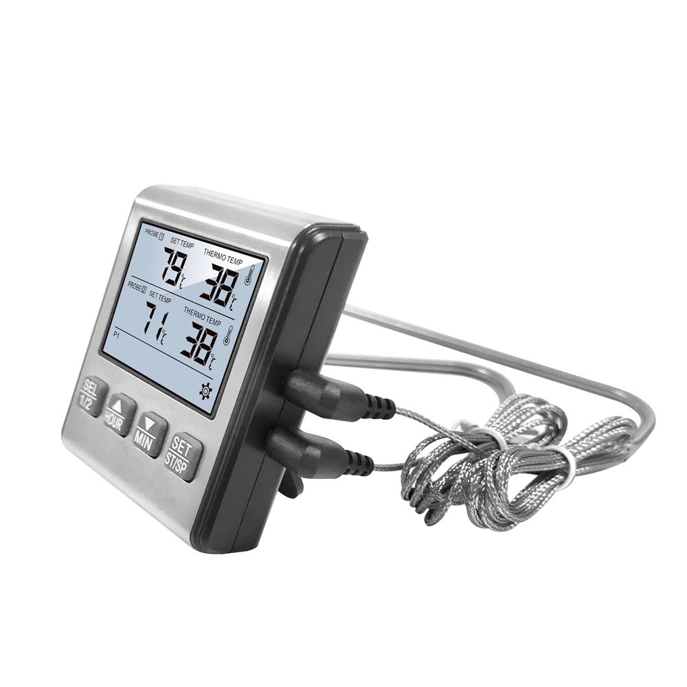 Digital Thermometer with Stainless Steel Probe Alarm Kitchen Meat Timer Temperature Meter Measurement for Oven BBQ Grill Cooking — reference image 5