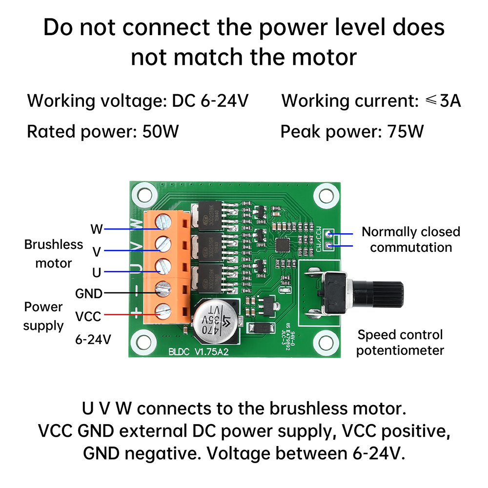 75W/200W High Quality DC Brushless Motor Control Board 6V12V24 Volt CD Drive Fan Motor Governor DIY Accessories — reference image 4