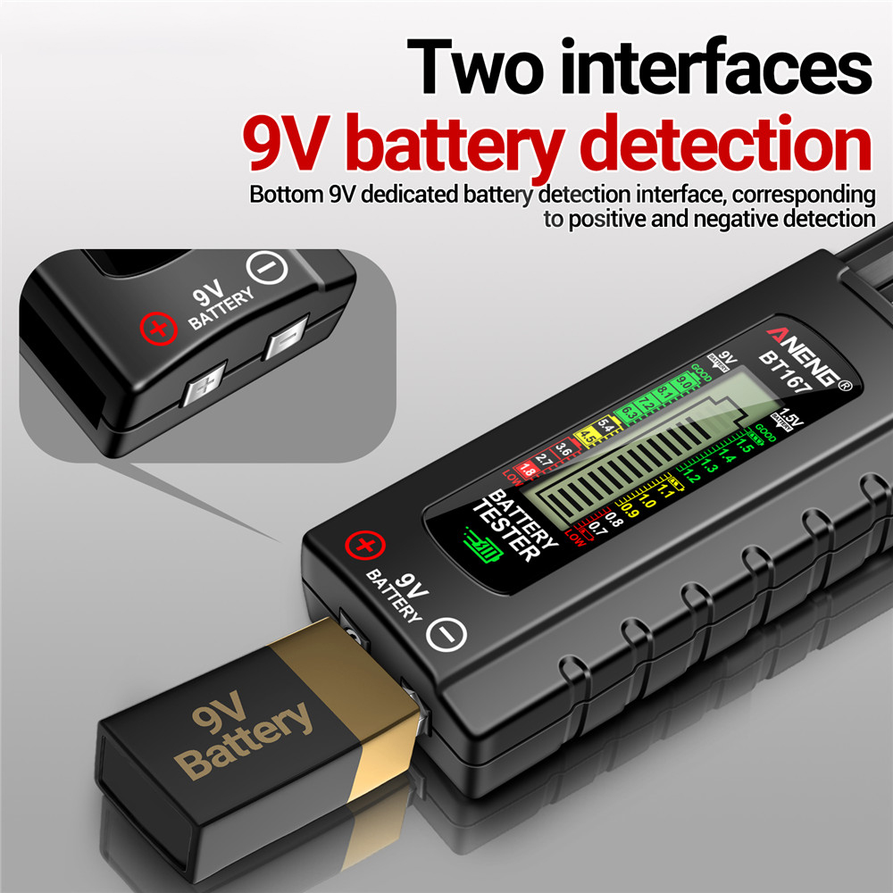 ANENG BT167 Battery Tester LCD Display C AA AAA D 9V 1.5V Universal Button Cell Detector Volt Test Checker Power Diagnostic Tool — reference image 7