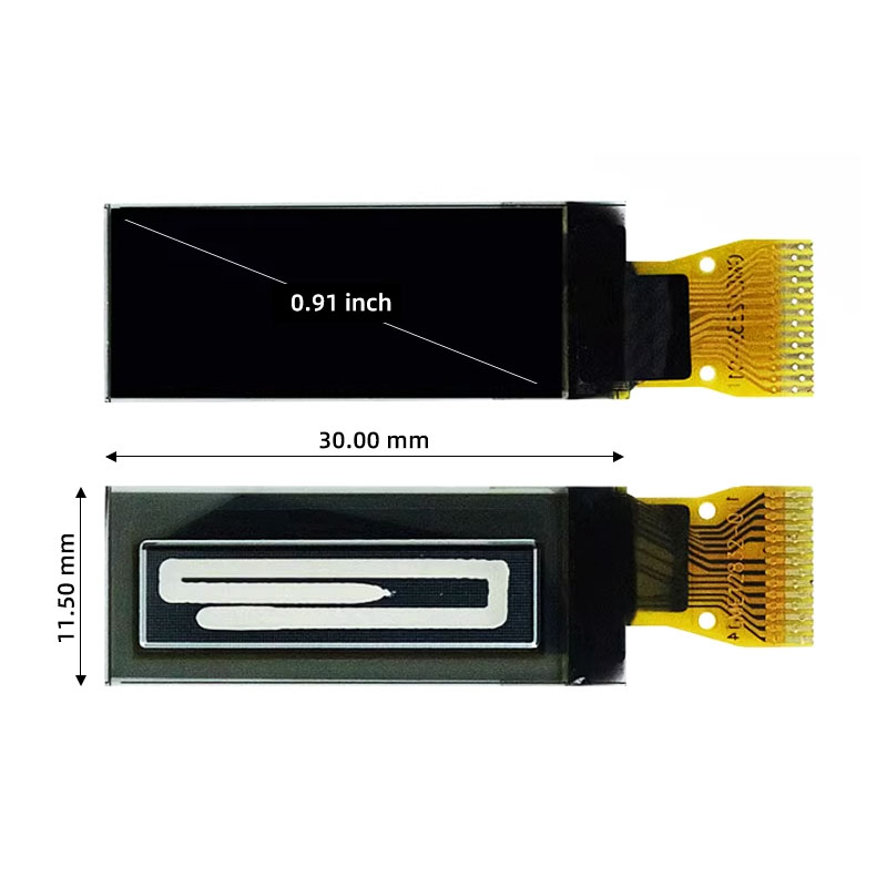 0.91-inch OLED Display Module – SSD1306 Driver, 128×32 Resolution, Monochrome (White/Blue/Yellow), I2C Interface, Bare Panel — reference image 3