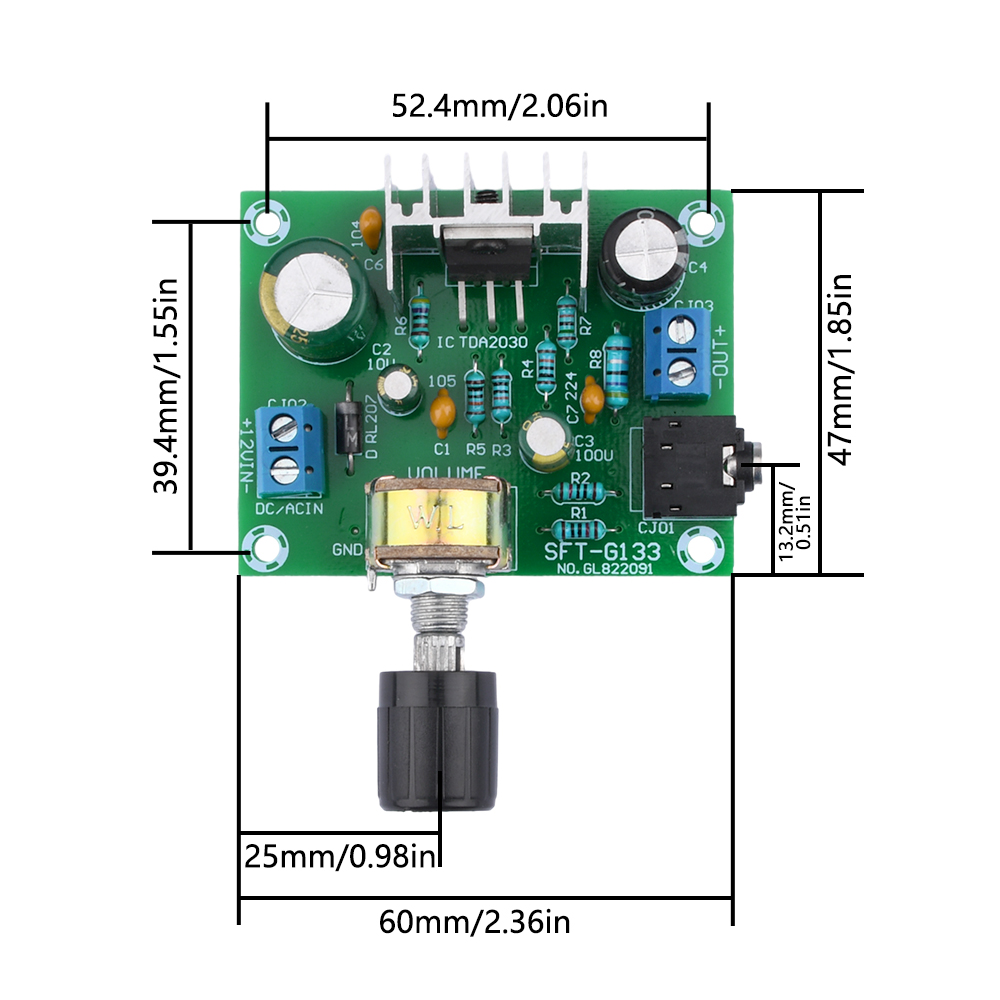 TDA2030A Power Amplifier Board Finished High Fidelity Mono Wide Voltage 12V Single Power 15W Digital Audio Module — reference image 7