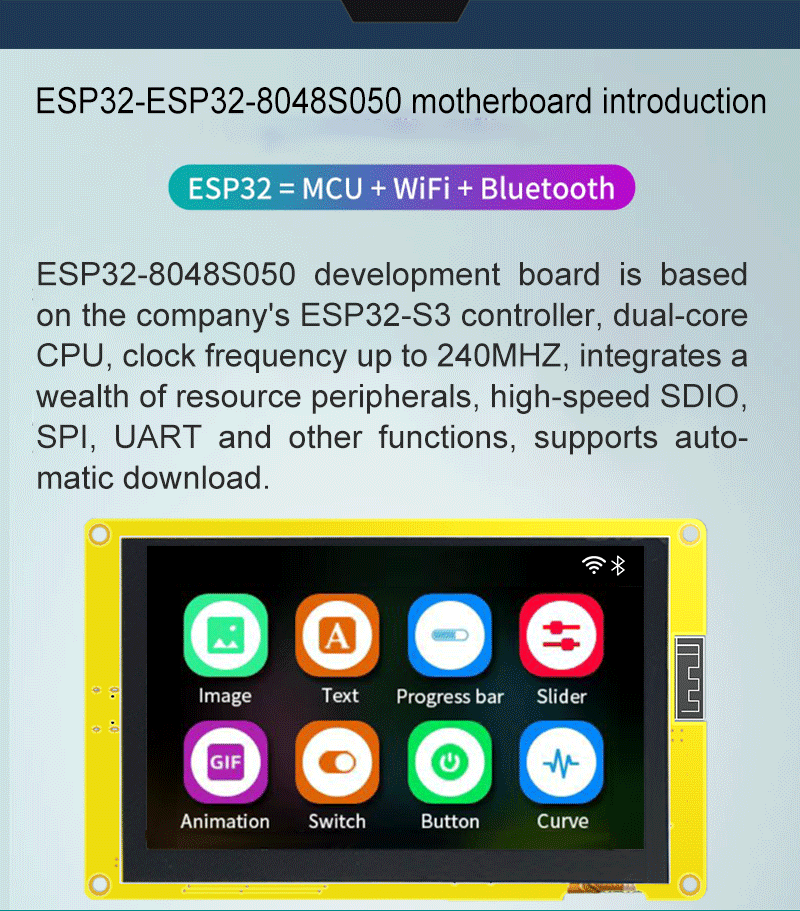 5.0 inch ESP32-S3 HMI 8M PSRAM 16M Flash Arduino LVGL WIFI&Bluetooth IPS 800*480 CYD Smart Display Screen RGB LCD TFT Module — reference image 2