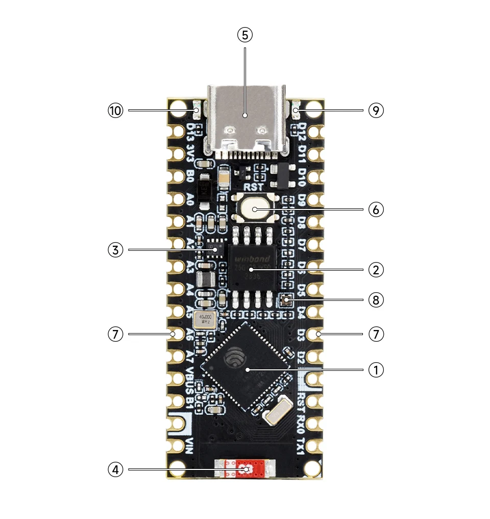 Waveshare ESP32-S3-Nano Development Board, Based on ESP32-S3R8, Compatible with Arduino Nano ESP32 — reference image 7