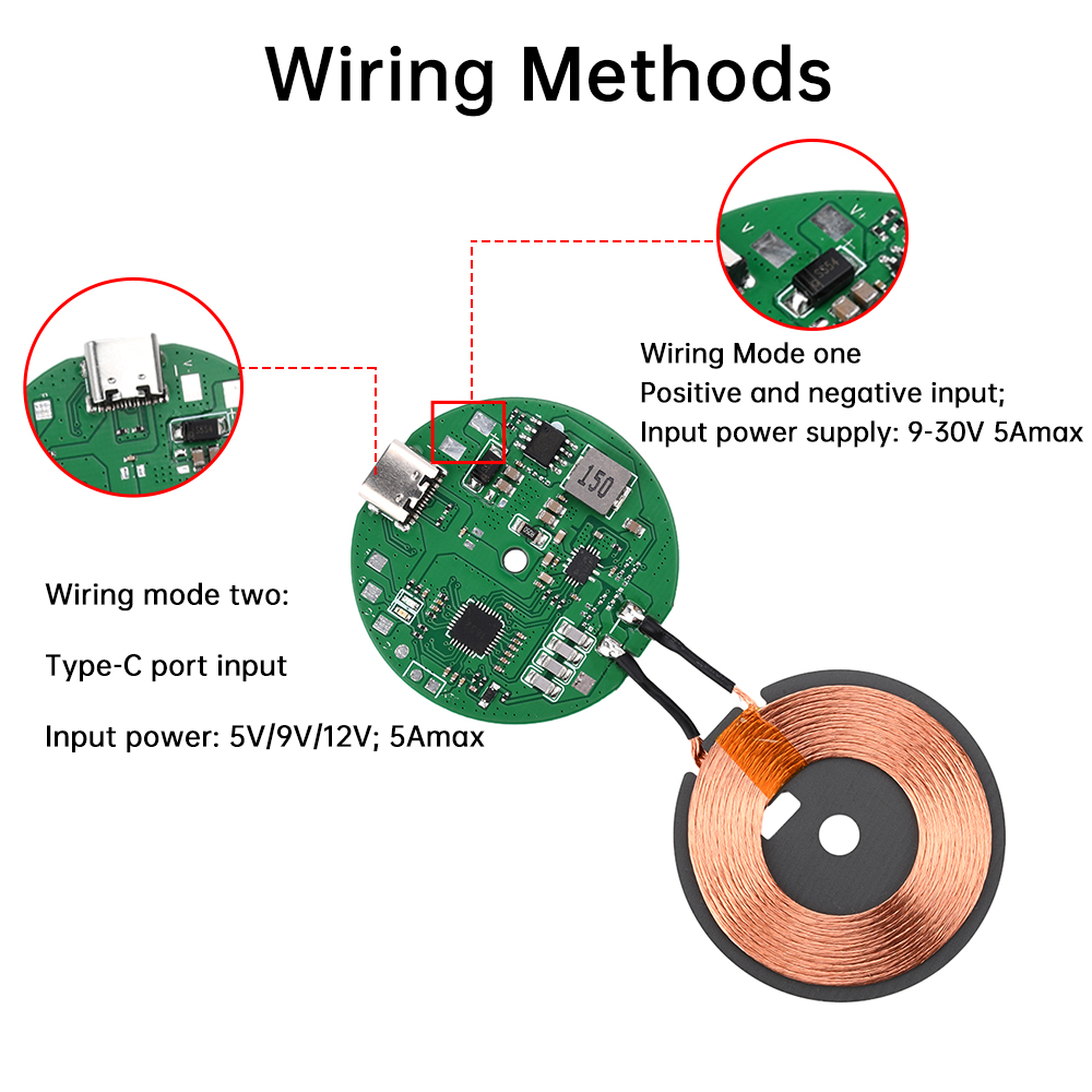 12V 24V 20W Wireless Charger Transmitter Module Wireless Charging Receiving PCBA Board Power Supply Coil For Apple Android Phone — reference image 3