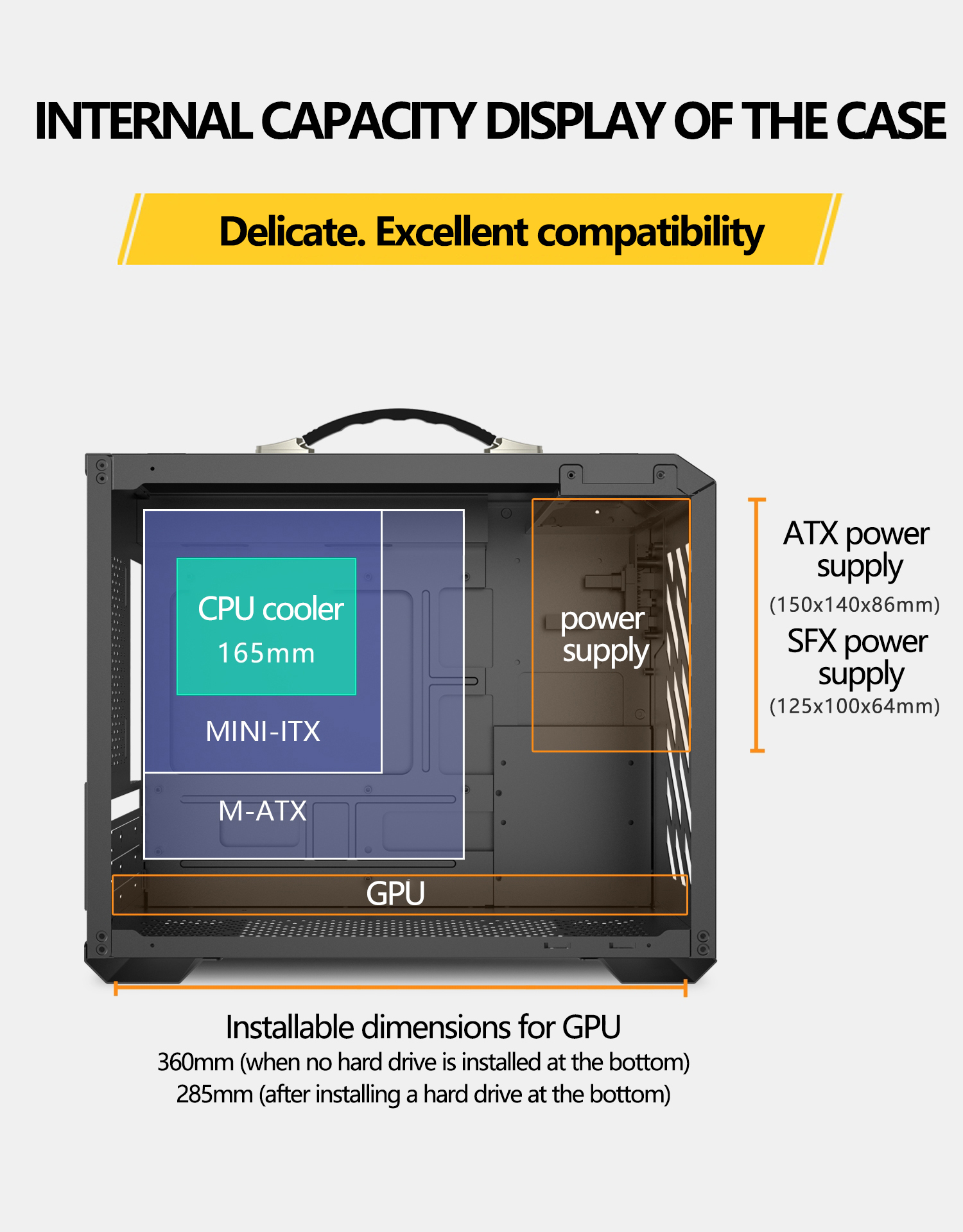 Power Train X200 MINI-ITX Handheld Computer Case Glass Side Transparent Case 240 Water Cooled MATX Desktop Small Host Case — reference image 10