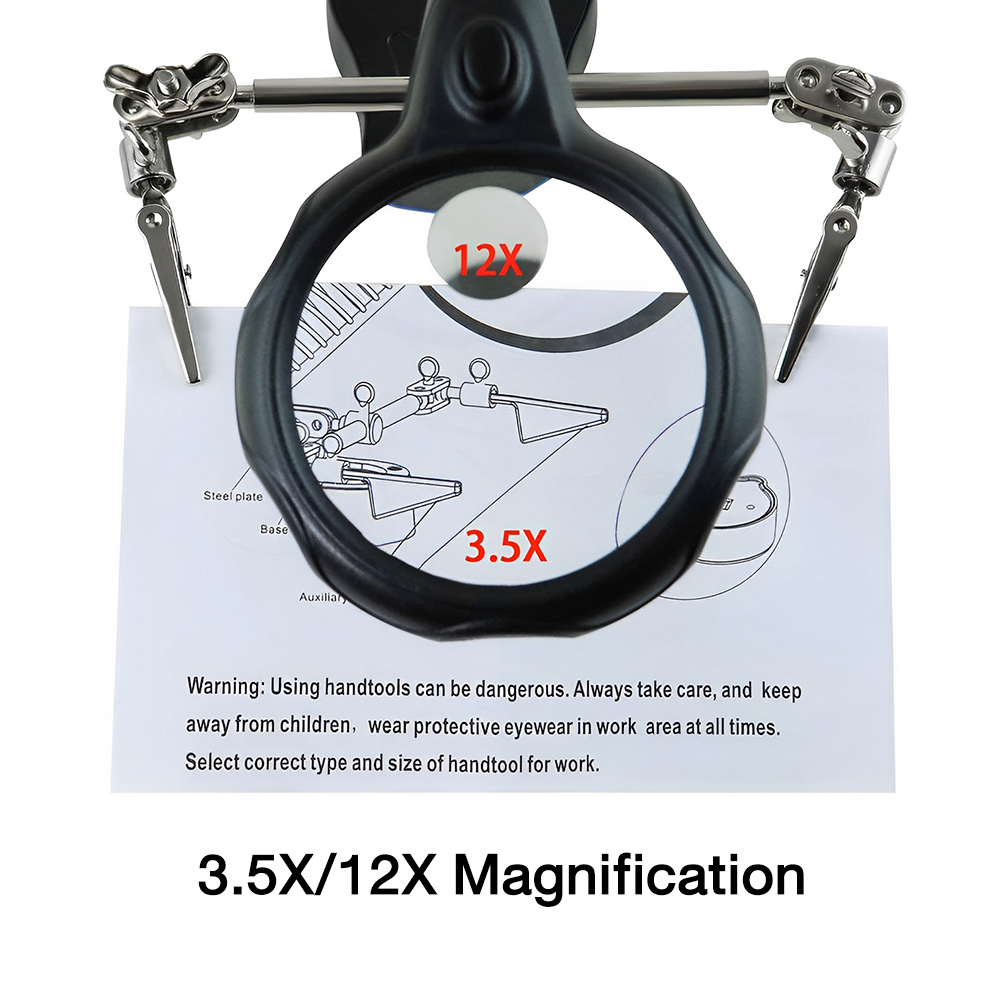 3.5X 12X Welding Auxiliary Clip Magnifier Electric Soldering Iron Circuit Board Welding Iron Magnifying Glass Bracket Tools — reference image 1