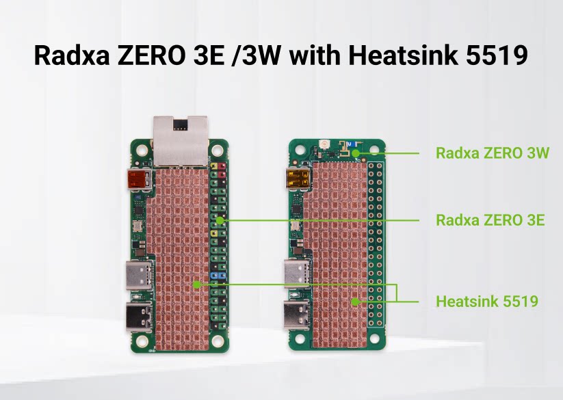Radxa ZERO 3W/3E Series 5519A Heatsink — reference image 1