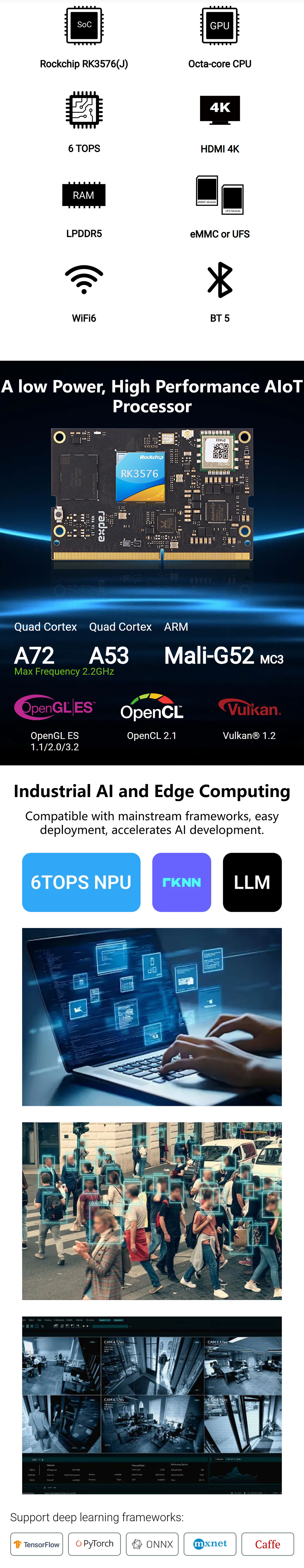 Radxa NX4,Octa-core CPU,6 TOPS NPU,LPDDR5,Wi-Fi 6,BT 5.4,AI SoM — reference image 3
