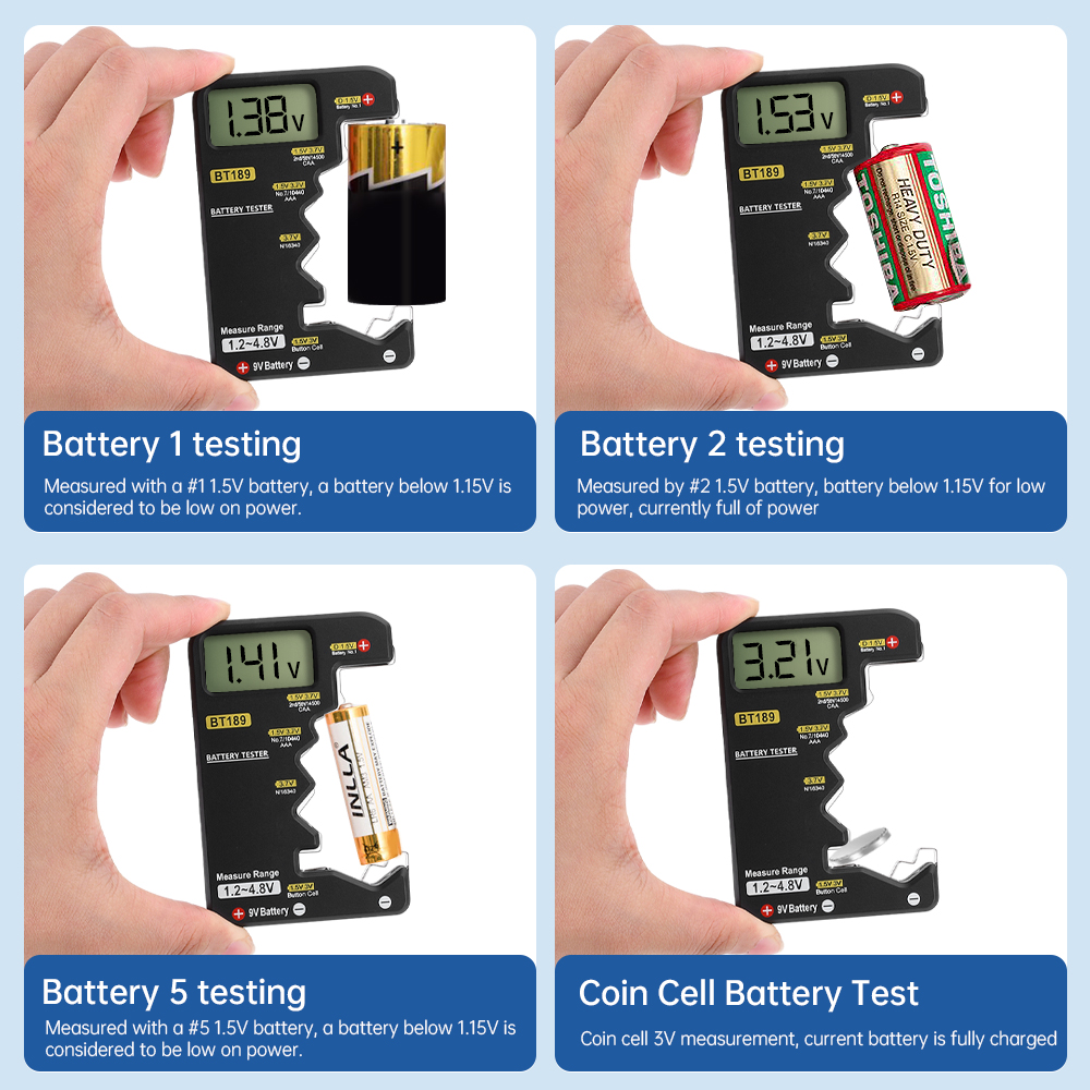 BT189 Ultra-small Battery Tester 9V AAAAA Button Cell Universal Household LCD Digital Display Battery Tester Power Bank Detector — reference image 7
