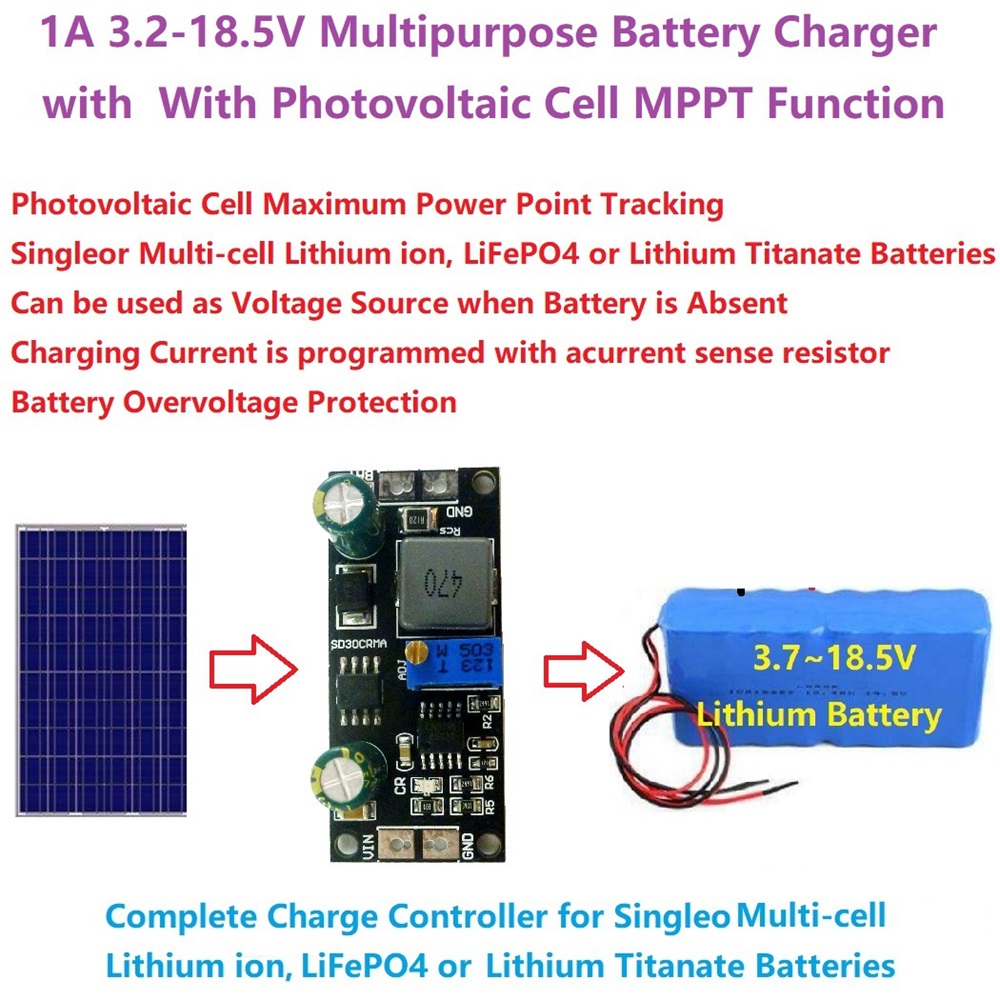 MPPT Solar Controller 1A 3.2V 3.7V 3.8V 7.4V 11.1V 14.8V Lithium LiFePO4 Titanate Battery Charger Module Battery Charging Board — reference image 10