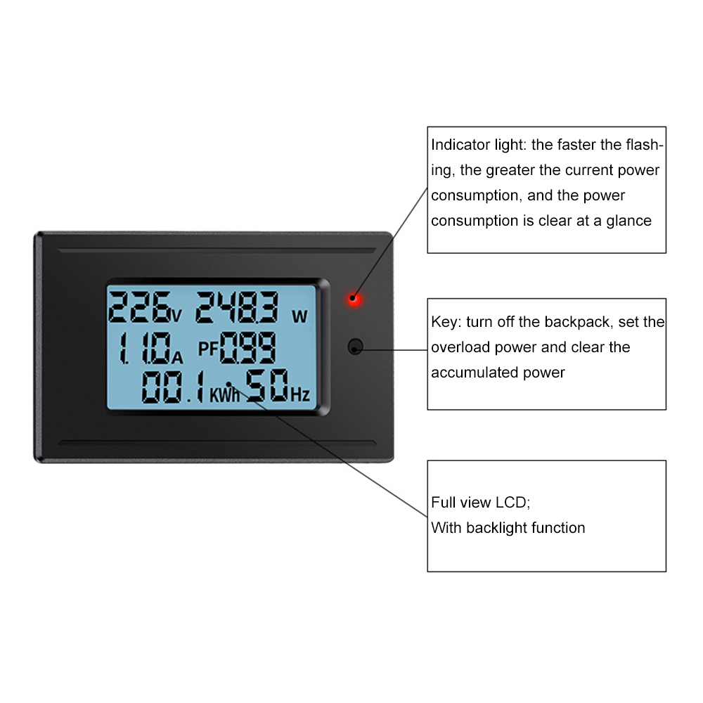 1100W/2200W/4400W/22000W Voltmeter Ammeter AC 5A/10A/20A/100A Power Electricity Meter HD Digital Display Voltage Current Meters — reference image 15