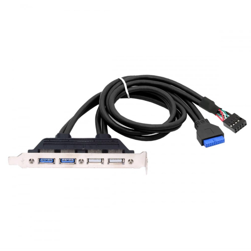 0.5m USB2.0 & USB 3.0 Internal Four Female Mount Panel to 9pin 19pin 20pin Motherboard Baffle Cable with PCI Bracket — reference image 7