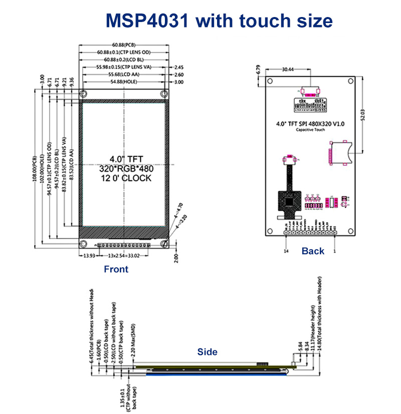 4.0 Inch 320X480 SPI TFT LCD Module ESP32 Display ST7796 TN Capacitive Touch LCD Screen for Arduino Mega2560 C51 STM32 ESP32 — reference image 10