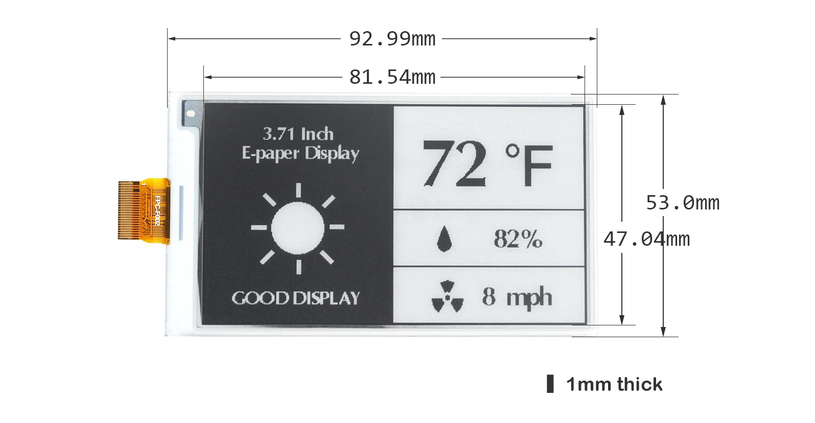 3.7 Inch E-paper Screen 416×240 4 Grayscale Black And White SPI Fast Refresh Electronic E-Ink Display — reference image 1