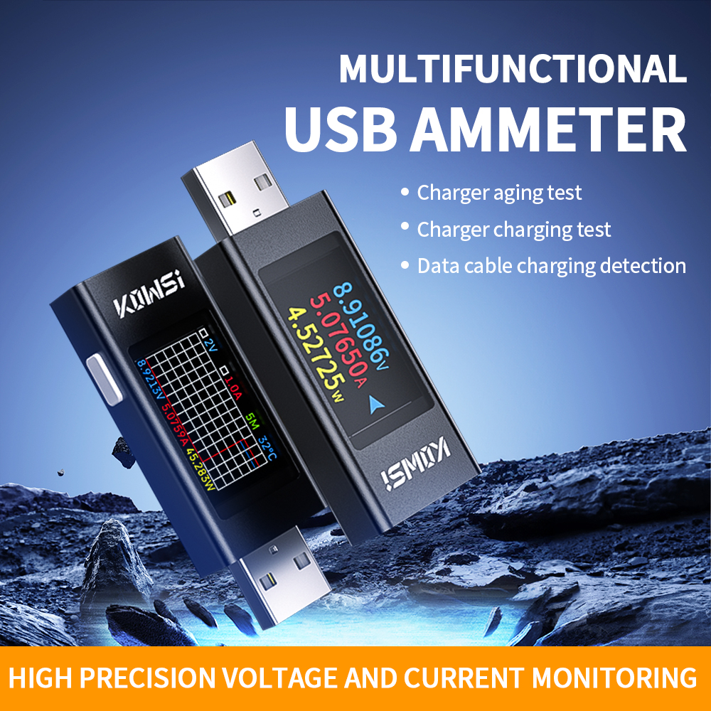 KWS-MX23 HD 1.06 inch IPS Display Multi-function USB Tester Voltage Ammeter Power Meter DC 4-30V 0-8A USB Tester Multimeter — reference image 1