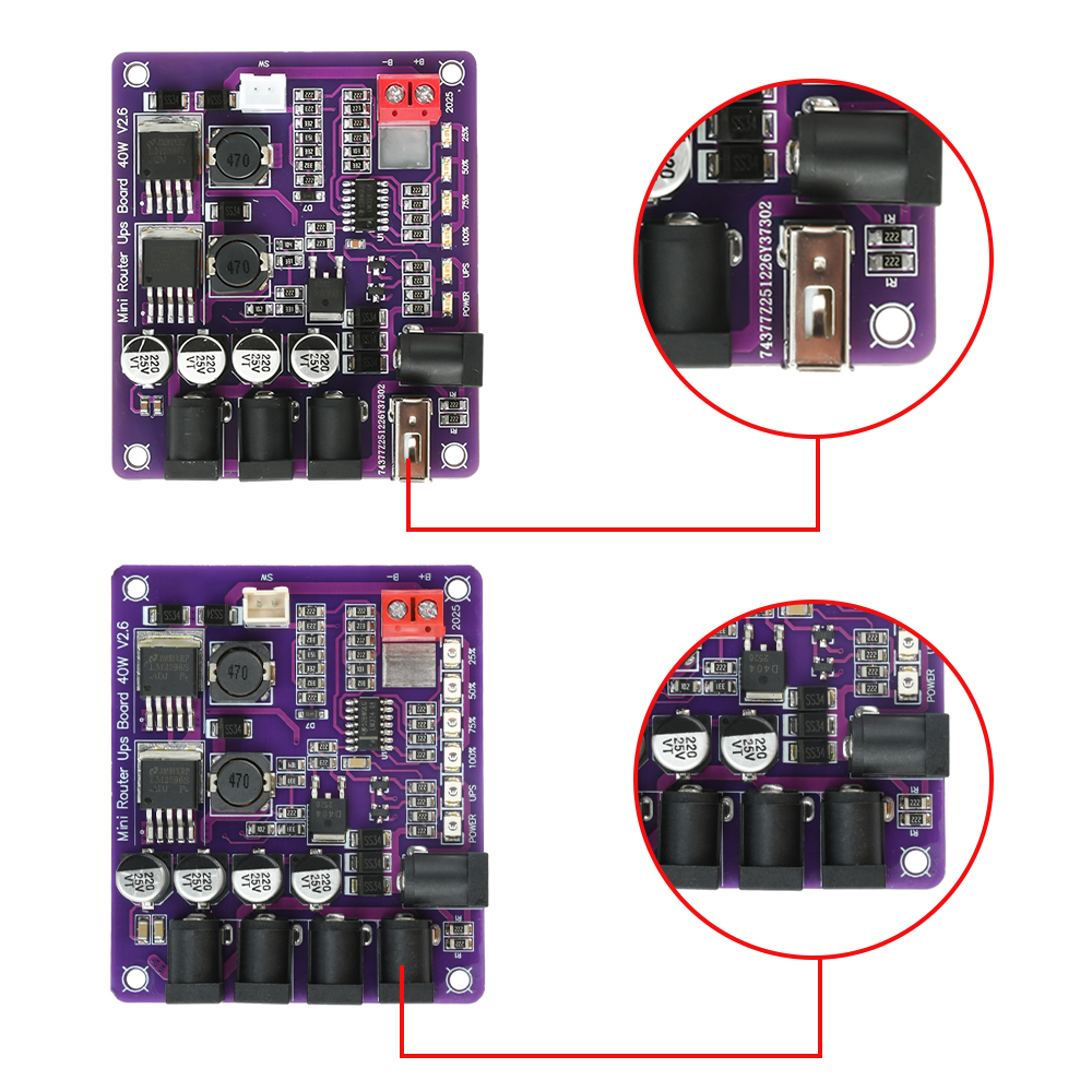 40W UPS Power Module with 4-Channel Output for Router Uninterruptible Power Supply Safe Continuous Operation Battery Indicator — reference image 11