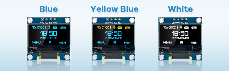 0.96-inch OLED Display Module – I2C/IIC 128×64 SSD1306 Compatible with Arduino, ESP32, ESP8266 | 3.3V/5V Blue/White/Yellow — reference image 7