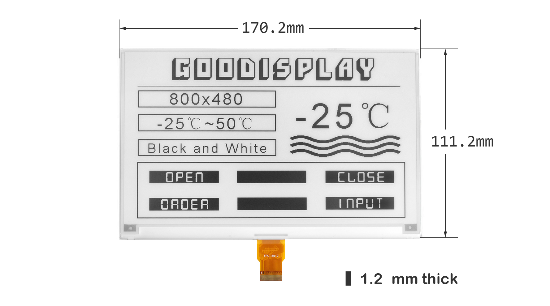 7.5 Inch E-Paper Display HD 800×480 Black & White E-Ink Screen 4s Refresh -25°C Cold-Resistant | Cold Storage Digital Label Screen — reference image 1