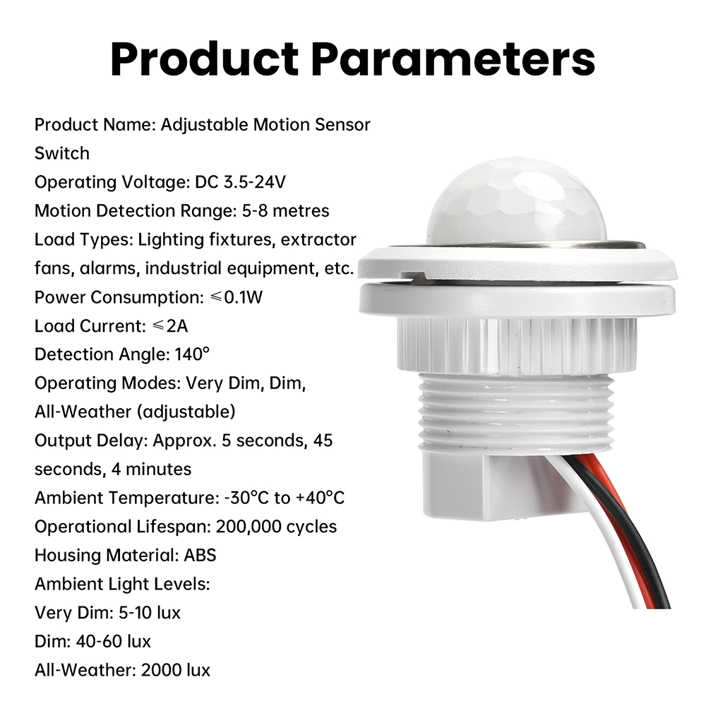 DC 3.5-24V Automatic Sensor Light Switch LED PIR Infrared Motion Sensor Detection Night Light Indoor Outdoor — reference image 6