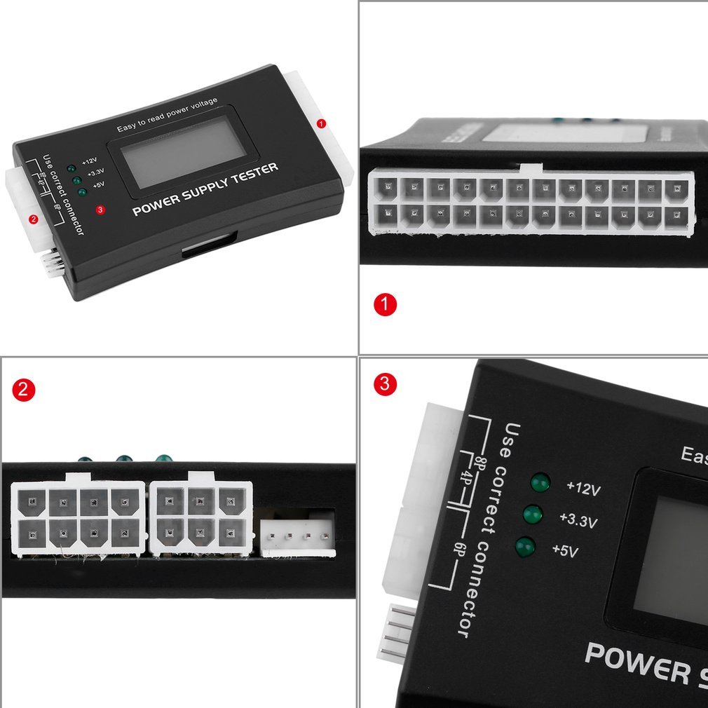 Digital LCD Display PC Computer 20/24 Pin LCD Power Supply Tester Check Atx Source Tester Power Measuring Diagnostic Tester Tool — reference image 1