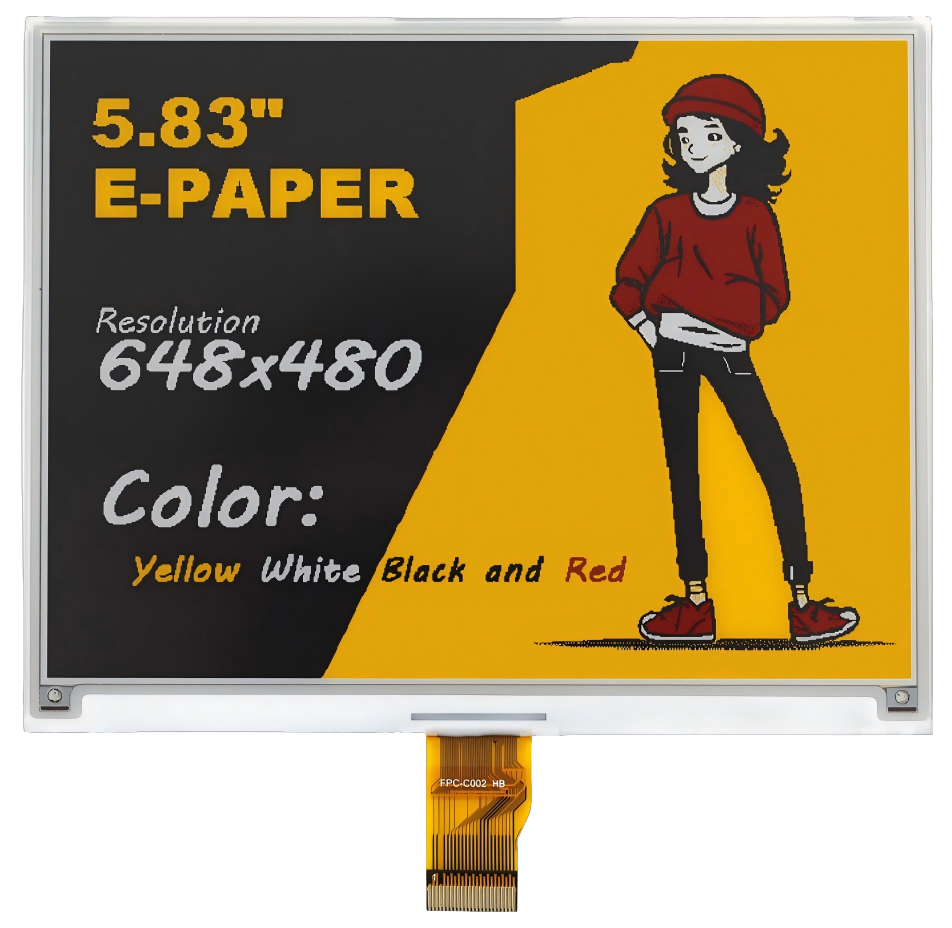 5.83 inch 4-Color E-Paper Display 648×480 SPI Interface E-Ink Screen 12s Fast Refresh — reference image 1