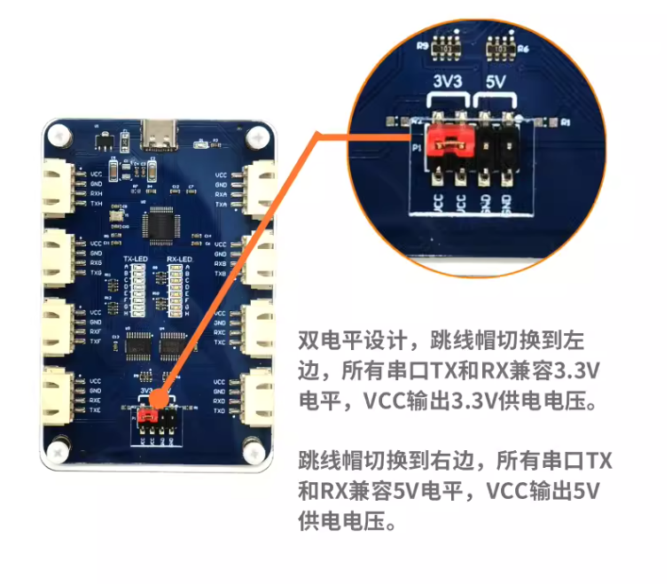 USB to 4CH/8CH TTL Serial Module Independent Serial Port up to 6Mbps CH348 Chip — reference image 3