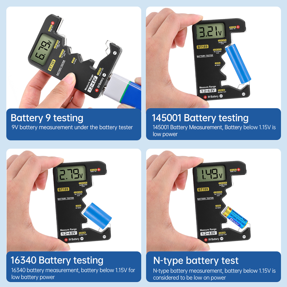 BT189 Ultra-small Battery Tester 9V AAAAA Button Cell Universal Household LCD Digital Display Battery Tester Power Bank Detector — reference image 8
