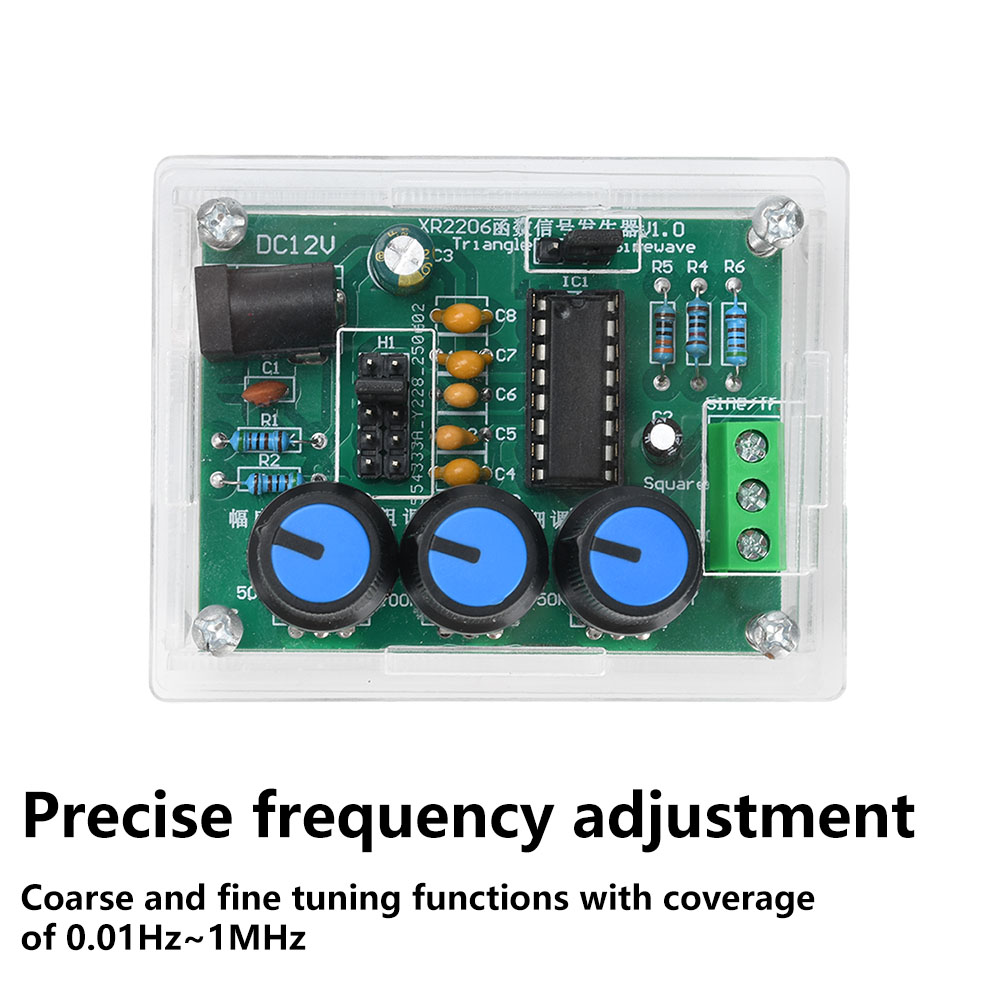 DC 9-12V High Precision Signal Generator DIY Kit Sine Triangle Square Waves 1Hz 1MHz Frequency Range Adjustable Frequency — reference image 3