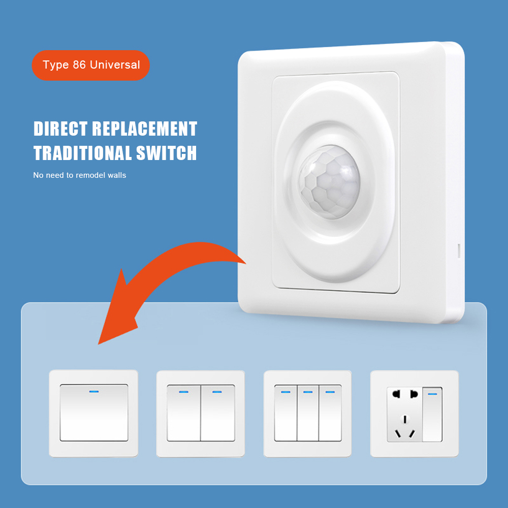 220V LED PIR Automatic Sensor Light Switch Infrared Motion Sensor LED Night Light Home Indoor Outdoor Sensor Light Switch — reference image 1