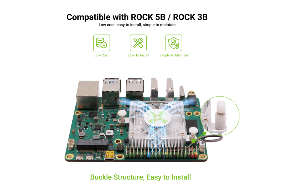 Radxa Heatsink 4012, Designed for Radxa ROCK 3B/5B/5B+ , Adjustable Fan Speed, Easy to Install and Remove. — reference image 5